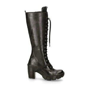 New Rock knee high Black lace up boots BNIB eu38 TRAIL